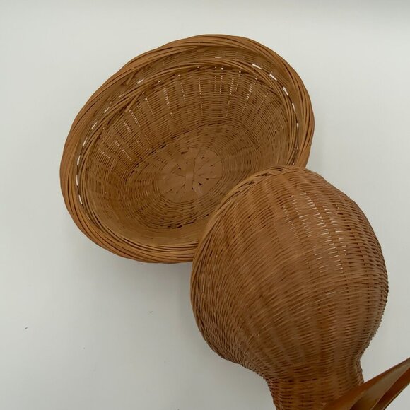 Vintage Wicker Bunny Rabbit Basket Red Eyes Bamboo Ears Easter Basket - Picture 7 of 11